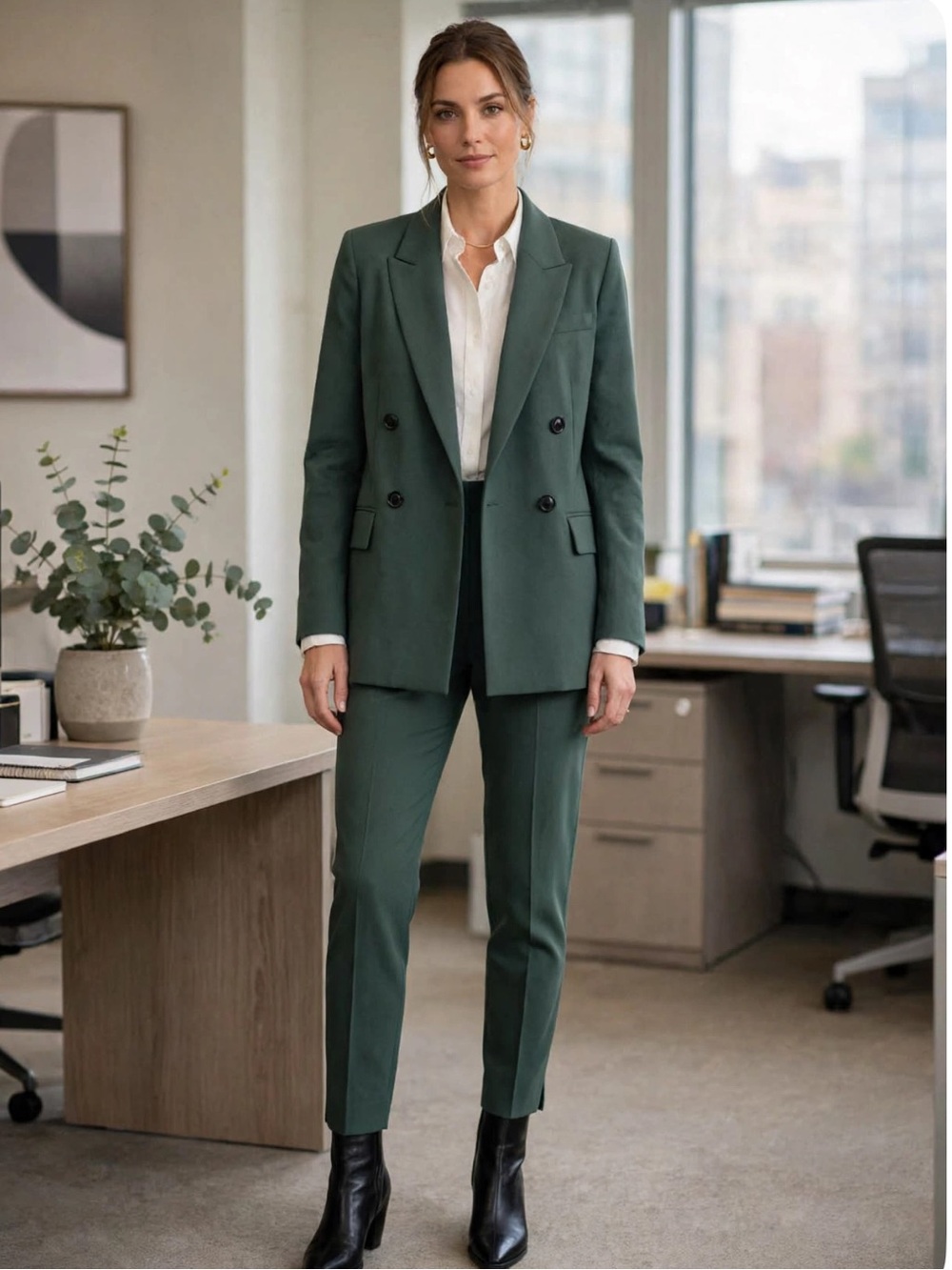 Womens Teal Green Tailored Suit Pants